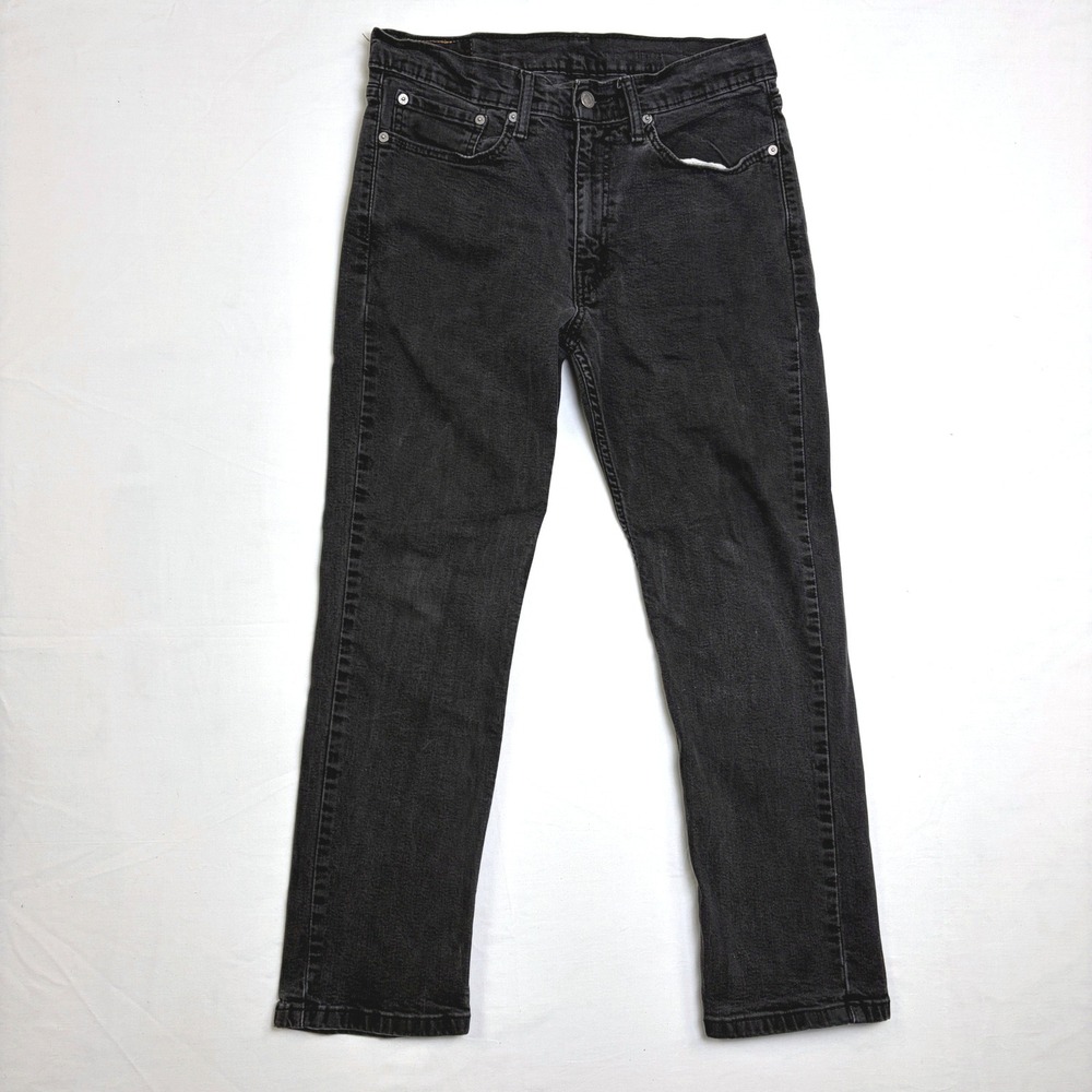 Levis 514 Straight Fit Mens Jeans Black Faded Denim 34x30 (Actual 31x27)